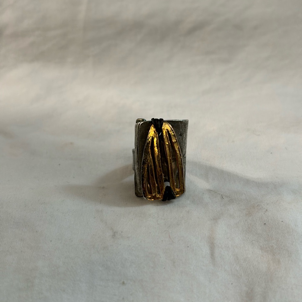 Gold and Silver Metal Adjustable Ring